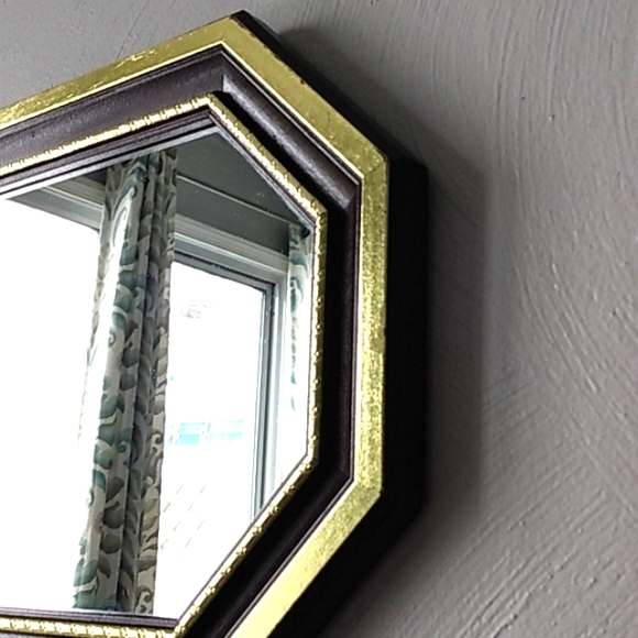 Home Interiors Octagon Mahogany gold accents mirror - Picture 9 of 15